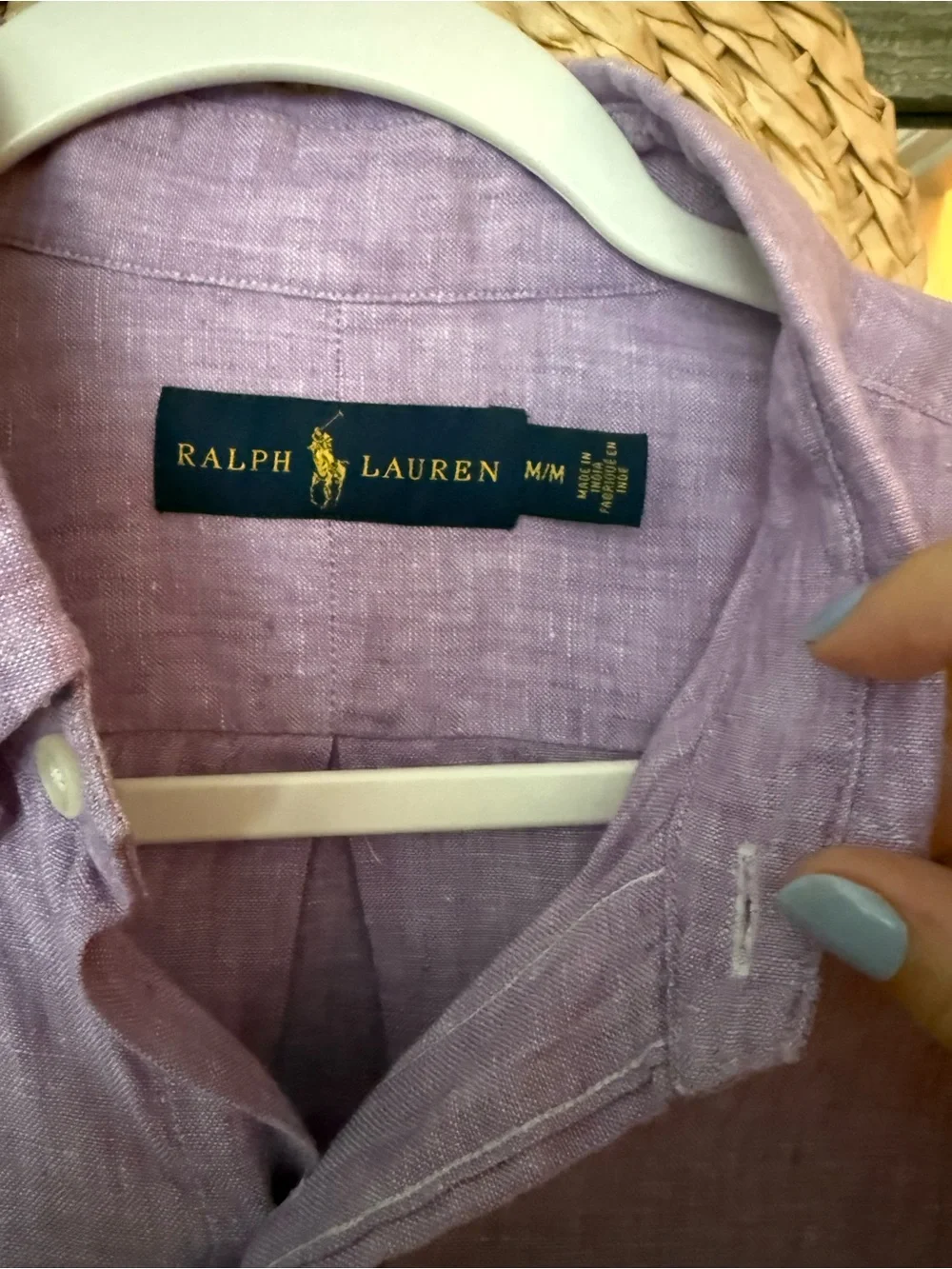 Ralph Lauren Men's Lavender Button-Down Linen Shirt size Med - Picture 2 of 6